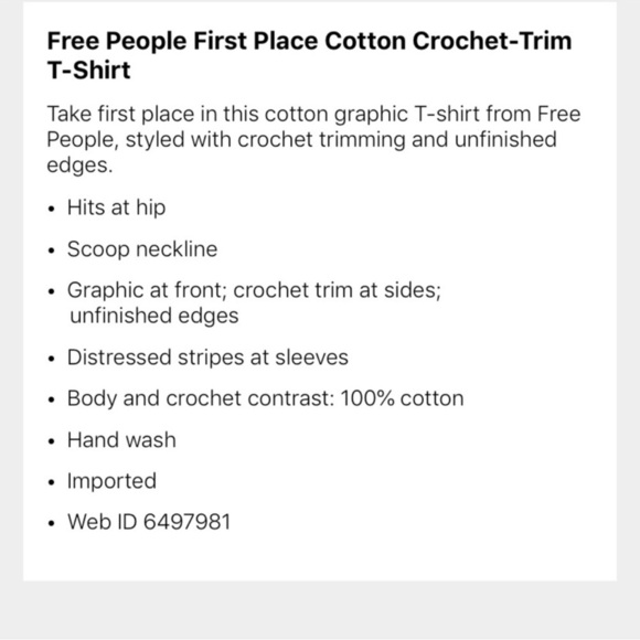 Free People We The Free First Place Cotton Crochet-Trim T-Shirt Graphic Tee - Picture 5 of 9